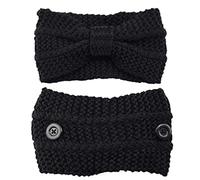 Diadema de punto de invierno con lazos elásticos con botones anudados, diadema de invierno para exteriores, calentador de orejas suave para la cabeza, diadema con botones anudados para máscara