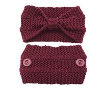 Diadema de punto de invierno con lazos elásticos con botones anudados, diadema de invierno para exteriores, calentador de orejas suave para la cabeza, diadema con botones anudados para máscara