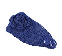Diadema de punto elástica que no aprieta, hermosa y dulce diadema de flores de punto azul marino