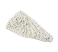 Diadema de punto elástica que no aprieta, hermosa y dulce diadema de flores de punto en color beige