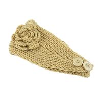 Diadema de punto elástica que no aprieta, hermosa y dulce diadema de flores de punto en color camello