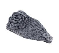 Diadema de punto elástica que no aprieta, hermosa y dulce diadema de flores de punto gris oscuro