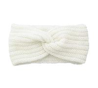Diadema de punto para mujer con nudo trenzado y patrón de punto acanalado, diadema para mujer, cálida, elástica, suave, para invierno, protección para las orejas (B3-blanco, talla única)