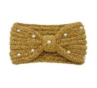 Diadema de punto para mujer con perlas, bandas de pelo de invierno, con nudo giro, banda de pelo deportiva, banda elástica para la cabeza de ganchillo, calentadores de orejas, diademas cálidas,