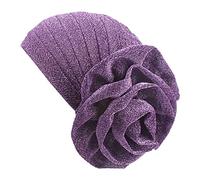 Diadema de regalo para novia, hiyab, color sólido, ajustable, pequeña, gorra de tubo, turbante envuelta, con cordones, regalos para novia (morado, S)
