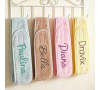 Diadema De Rizo Bordada Y Personalizada, Con Nombre A Medida, Diadema Para El Cuidado Del Cabello, Diademas Suave Y Ajustable Para El Spa, Ideal Para Tu Ritual De Belleza Diario