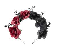 Diadema de rosas negras y rojas, corona de rosas, corona mexicana, corona floral, guirnalda de halo para festivales, bodas, fiestas, Halloween