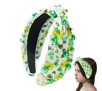 Diadema de San Patricio, Diademas del Día de San Patricio para mujer,Accesorios para el cabello de trébol | Diadema del Día de San Patricio, diadema irlandesa verde, diadema anudada adornada con crist