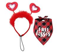 Diadema De San Valentín En Forma De Corazón Para Perros - Disfraz Navideño Para Perros Grandes, Diadema De San Valentín Para Perros | Conjunto De Disfraz Con Bandanas, Diadema Roja En Forma De Corazón