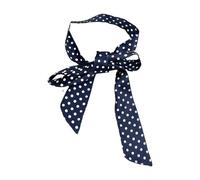 Diadema de seda atada a mano, pañuelo para el cuello, para mujer, vestido de cinta larga, pañuelo con puntos franceses, para fiesta de noche, formal, casual, azul, Talla única