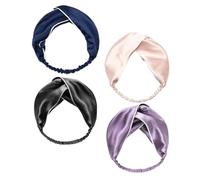 Diadema de Seda Cruzada para Mujer, 4 Piezas, Elegante | Absorbe Sudor y Deja Respirar, para Oficina y Viaje, Adecuado para Flequillo y Pelo Corto Color Aleatorio