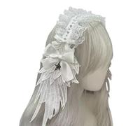 Diadema de sirvienta de anime punk con alas angelicales y ribete de encaje, diadema para mujeres y niñas, accesorio para el cabello para ocasiones especiales