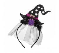 Diadema de sombrero de bruja brillante, accesorio para el cabello con lentejuelas brillantes para Halloween, cosplay, fiestas de disfraces, ajustable y cómoda para niños, adultos, festivales de todas