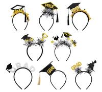 Diadema de sombrero de graduación, diadema de fieltro con purpurina reutilizable para jardín de infantes, fiesta universitaria, accesorio de fotos