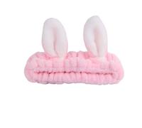 Diadema de spa con lazo para mujer, maquillaje facial, suave forro polar coral, accesorios para el cabello (rosa)