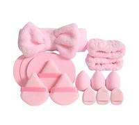 Diadema de spa, kit de eliminación de maquillaje, juego de esponja para el cuidado de la piel, materiales absorbentes suaves, fáciles de lavar/mantener, rosa, para un fácil lavado facial, rutina de