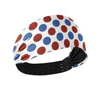 Diadema de sudor con puntos rojos y azules para el 4 de julio, Día de la Independencia, bandas elásticas para el sudor, para lavar la cara, senderismo, uso diario