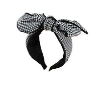 Diadema de tela de borde ancho vintage con diseño de cuadros de mil pájaros, versión grande (2#)