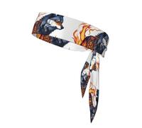 Diadema de Tenis con Estampado de Lobo en Llamas para Mujer, Banda para el Sudor para Entrenar, Lazo para la Cabeza para Correr, fútbol, Baloncesto y Atletismo.