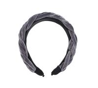 Diadema de terciopelo ancha, vintage, acolchada, trenzada, para mujer, estilo rockabilly, accesorio para el pelo, accesorio para el pelo para niñas, Oktoberfest (gris)