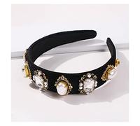 Diadema de terciopelo con perlas simuladas de estilo barroco para mujer, elegante diadema de cristal brillante, accesorios para el cabello de fiesta para mujer