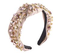 Diadema de terciopelo de cristal con nudo cruzado, tocado colorido con diamantes de imitación, banda ancha para el pelo, accesorios para mujeres y niñas