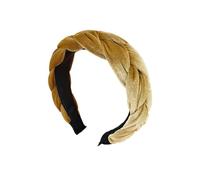 Diadema de terciopelo simple y ancha a la moda, diadema trenzada (amarillo)
