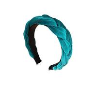 Diadema de terciopelo simple y ancha a la moda, diadema trenzada (azul B)