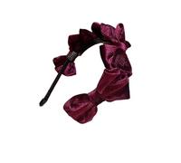 Diadema de terciopelo vintage con lazo for mujer: accesorio for el cabello con parte superior pequeña y alta con calavera(Winered)