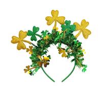Diadema de trébol - Diadema de trébol verde compatible con rayas de colores | Diadema | Clip para la cabeza | Accesorios de disfraz de carnaval irlandés con melón para mujer U