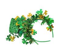Diadema de trébol - Pinzas para el de Pascua, aro para el, diadema de trébol verde, diadema irlandesa, accesorios para el cabello con sombrero de bolos para celebrar el día de San Patricio