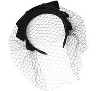 Diadema de velo de malla de velo negro vintage de los años 20, tocado de jaula de pájaros, decoración para el pelo para fiestas de Halloween