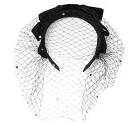 Diadema de velo de malla de velo negro vintage de los años 20, tocado de jaula de pájaros, decoración para el pelo para fiestas de Halloween