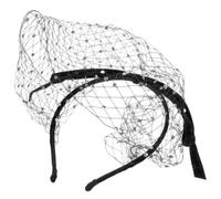 Diadema de Velo Pedrería Negra para Mujer, Boda y Prom