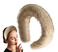 Diadema de visón artificial para mujer, diadema cálida de felpa de visón sintético, diadema de felpa de visón de ala ancha para otoño e invierno, diadema de color sólido para mujer