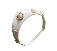 Diadema decorada con perlas de inspiración europea, banda para cabello de poliéster, perfecta para uso diario e incidentes formales, diadema retro con forma de coronilla