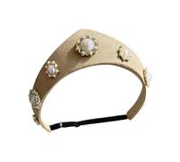 Diadema decorada con perlas de inspiración europea, banda para cabello de poliéster, perfecta para uso diario e incidentes formales, diadema retro con forma de coronilla