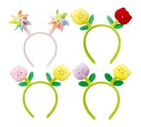 Diadema decorativa con diseño de flores en Asudaro de dibujos animados para lavar la cara, maquillaje, diadema de flores para uso diario, yoga, 4 unidades