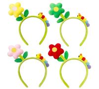 Diadema decorativa con diseño de flores en Asudaro de dibujos animados para lavar la cara, maquillaje, diadema de flores para uso diario, yoga, 4 unidades
