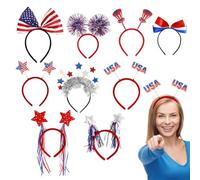 Diadema del Día de la Independencia, 4 de julio, 9 x rojo, y azul, accesorio para el cabello el 4 de julio | Bandera de Estados Unidos para la cabeza, desfile de pelo para mujeres y hombres