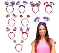 Diadema del Día de la Independencia, diadema del 4 de julio - Diadema patriótica | 9x Memorial Day y 4 de julio Accesorios para desfiles, barbacoa, eventos, disfraces y celebraciones