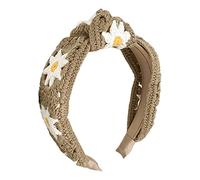 Diadema delicada para mujeres y niñas, para maquillaje, sesión de fotos, con decoración de flores de ganchillo, diadema de ganchillo transpirable con bonito patrón