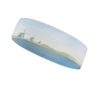 Diadema Deportiva Absorbente del Sudor, Moderna, Antideslizante, con Estampado de Tulipanes, mar y Molinos de Viento. Accesorio de Verano. Banda elástica Ideal para Gimnasio, fútbol, Yoga, Correr y