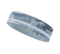 Diadema Deportiva Absorbente del Sudor, Moderna y Antideslizante, con Estampado de Lagos Helados. Accesorio de Verano. Banda elástica Ideal para Gimnasio, fútbol, Yoga, Correr y Senderismo.