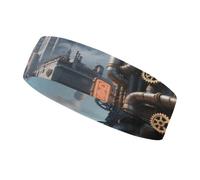 Diadema Deportiva Absorbente del Sudor, Moderna y Antideslizante, con Estampado del Horizonte de la Ciudad. Accesorio de Verano. Banda elástica Ideal para Gimnasio, fútbol, Yoga, Correr y Senderismo