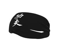 Diadema Deportiva Carácter Chino Kung Fu Banda para Cabeza De Yoga Suave Diadema Deportiva Hombre Transpirable Deporte Bandana, para Baloncesto, Tenis, 54-60cm