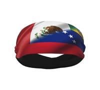 Diadema deportiva con bandera de la mitad de México y mitad de Venezuela para hombres y mujeres, diadema de entrenamiento que absorbe la humedad, banda para correr, ciclismo, fútbol, yoga