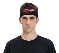 Diadema deportiva con bandera de Venezuela y América para hombres y mujeres, diadema de entrenamiento que absorbe la humedad, banda para correr, ciclismo, fútbol, yoga