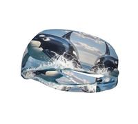 Diadema Deportiva con diseño de Orca para Hombres y Mujeres, Banda elástica Ancha para el Cabello, Transpirable, Antideslizante, para Entrenamientos y Yoga.