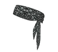 Diadema deportiva con estampado de guijarros negros que absorbe el sudor, unisex para mujeres y hombres